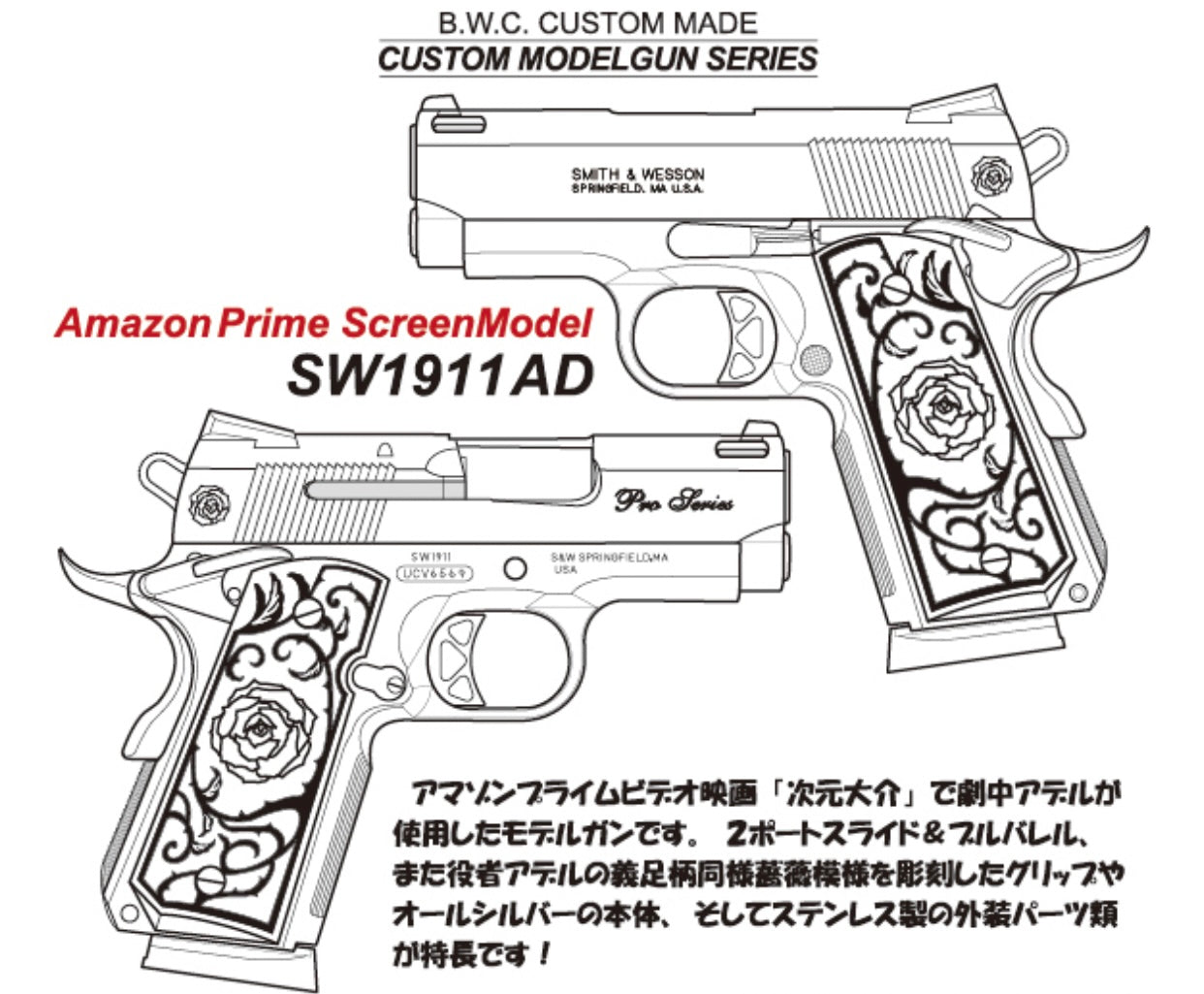 BWC SW1911AD 次元大介 アデルの銃 モデルガン 全体写真 本体のみ 新品未使用 Fアームズ